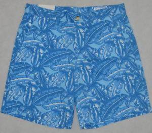 Southern Tide Sz 30 Floral Hawaiian Tropical Palm Blue Ocean Channel Mens Shorts