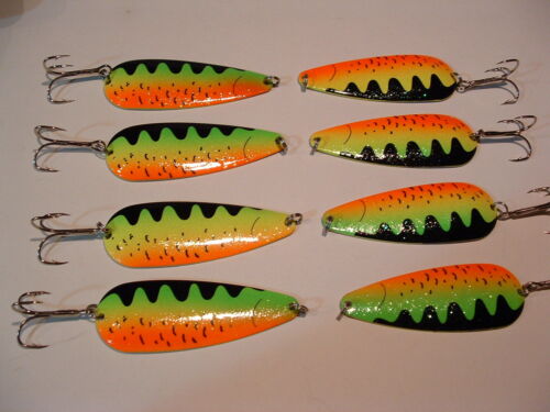 8 Eagle Bay Fire Tiger Fishing Lures 3//4 ounce Pike Muskie Trout Salmon USA MADE