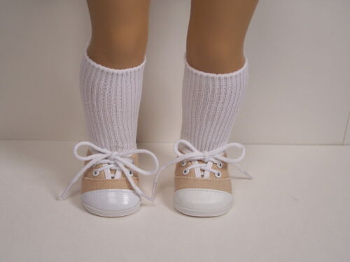 TAN Tennis Sneakers w//Laces Doll Shoes For 18/" American Girl Debs