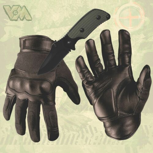 Security Tactical corte protección guantes aramida guantes de cuero negro 