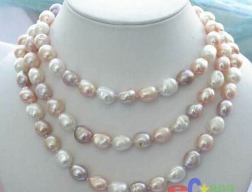 Nouveau long 45/" 7-8 mm Baroque Multicolor Freshwater Pearl Necklace AAA