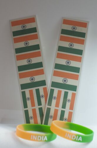 Indian , india flag face tattoo stickers - silicon wrist band - hand band india