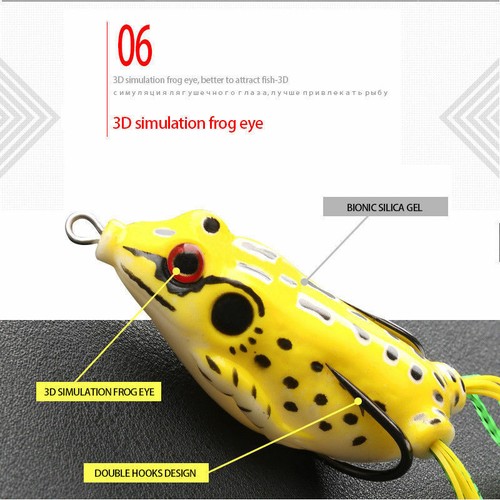 6Pcs Fishing Lures Large Frog Topwater Tackle Crankbait Hooks Bass Bait With Box