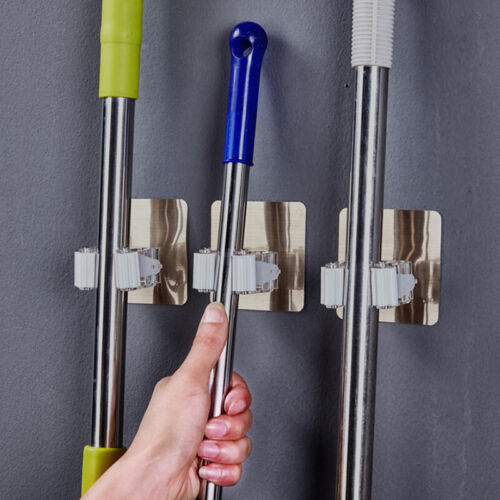 1PC Hooks Mop Broom Holder Wall Mounted Clip Brush Handle Hanger Storage Rack;UK