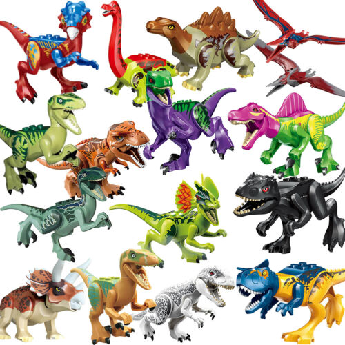 16 Stück Jurassic Dinosaur World T-Rex Bausteine Ziegel Figur Fit Lego Spielzeug