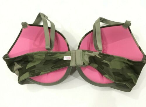 Victorias Secret PINK Wear Everywhere Super Push Up Bombshell padded Camo bra 