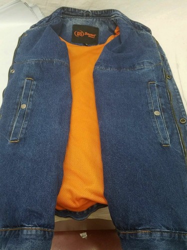 Men/'s blue denim Son of Anarchy vest W// Concealed carry pocket