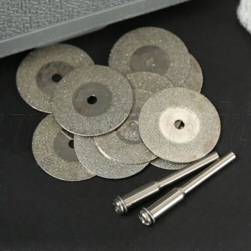 10Pcs 25mm Diamond Rotary Cutting Cut Off Blade Wheel Discs with 2 Mandrel Arbor