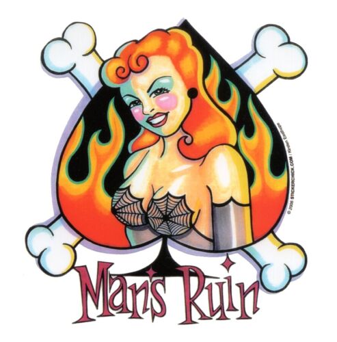 MAN&#039;S RUIN #SEXY #REDHEAD #PINUP GIRL #STICKER/ #DECAL Kulture Kirsten Easthope