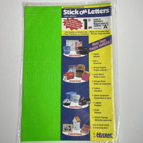 Headline Sign Fluorescent Green 1 Inch Vinyl Stick On Letters /& Numbers
