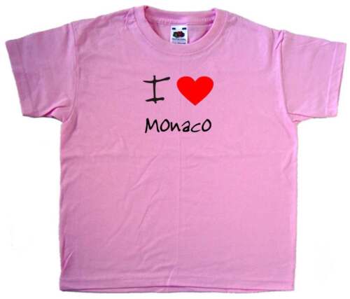 I Love Heart Monaco Pink Kids T-Shirt 