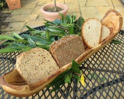 Brotschale aus hochwertigem Olivenholz Naturform Handarbeit Brotkorb Olivenholz