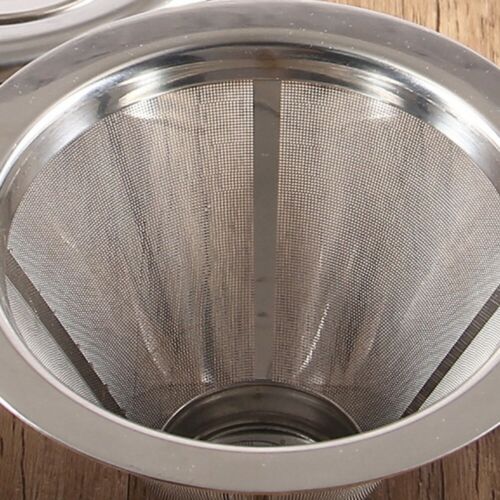 Stainless Steel Mesh Coffee Filter Reusable Pour Over Cone Dripper Holder 1 Pcs