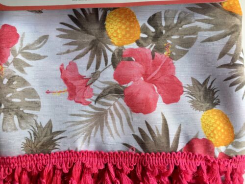 Details about   PINK HIBISCUS FLOWERS YELLOW PINEAPPLES TROPICAL LEAVES FABRIC SHOWER CURTAIN 