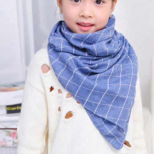 Chic Girl Kids Fashion Flower Grid Warm Autumn Winter Soft Cotton Scarf Shawl D