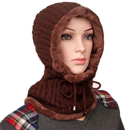 Unisex Winter Ski Beanie Cap Knitted Snow Neck Warmer Hat Scarf Balaclava Plush