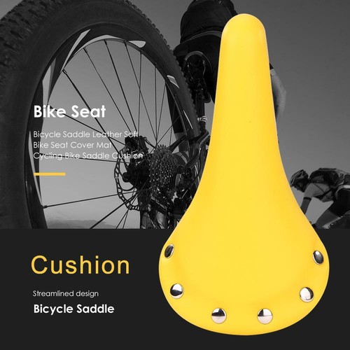Bicycle Saddle Leather Soft Bike Seat Cover Mat MTB Bike Cushion Yellow *DC