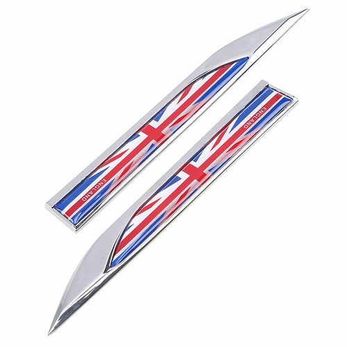 2x Metal Flag Pattern Emblem Badge Decal Blade Car Fender Sticker Fit Ford Volvo