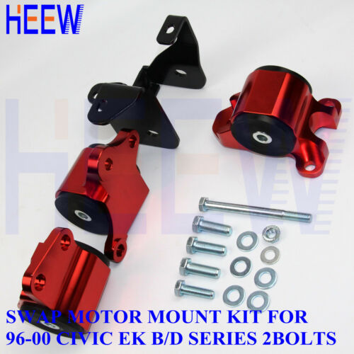 Motor Mounts Engine For Honda Civic 96-00 EK D16 B16 B18 B Series 2-Bolts Red