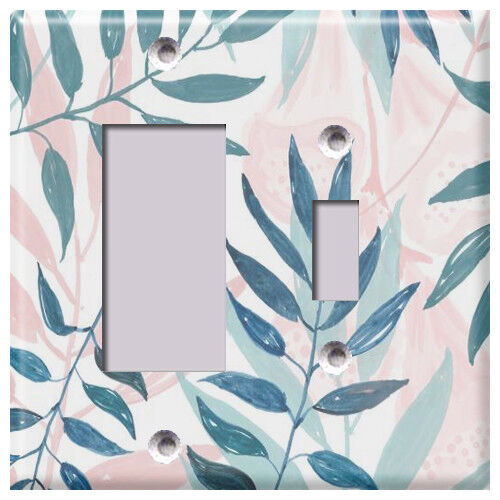 Light Switch Covers Home Decor Outlet Pink and Blue Palm Leaves