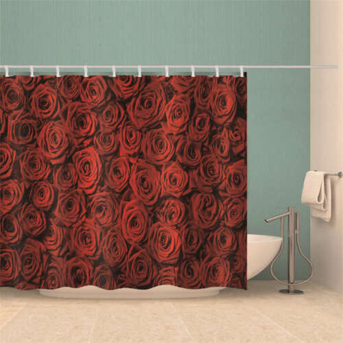 Concentrated Red Rose 3D Shower Curtain Waterproof Fabric Bathroom Decoration