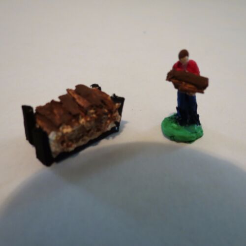 Details about  / Ho Scale Painted Man with Firewood and Firewood Rack