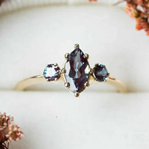 Anillos de Moda enchapado en oro Amarillo de Alexandrita