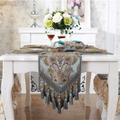 Table Runner Tassel Tablecloth Cover Ethnic Floral Jacquard Dining Home Decor 