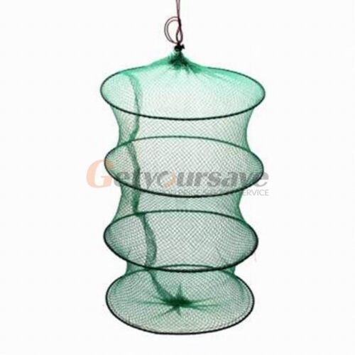 Folding  Round Nylon Mesh Crab Fish Trout Net Fishing Landing Net Foldable Cage 