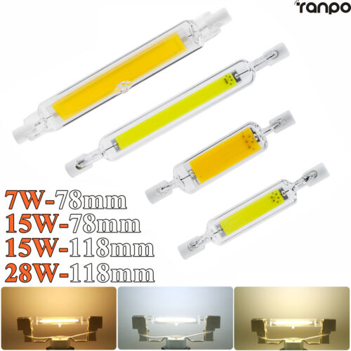 Dimmable R7S LED Glass Tube Light Ceramic COB Bulbs 7W 15W 28W 78mm 118mm Lamps 