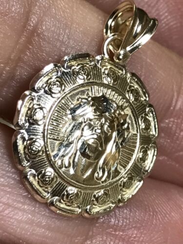 1”1.8-2.2g 10K REAL GOLD Jesus Christ Mary Guadalupe Yellow pendant charmpuff