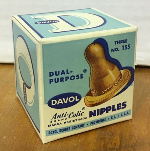 Unused Vintage 1950/'s Davol Dual-Purpose Anti-Colic Nipples Old Store Stock