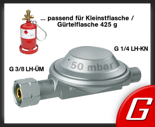 50 mbar Gasregler f Kleinstflasche Gürtelflasche Druckminderer Gas Regler 3//8/"