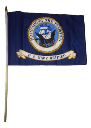 Dozen 12x18 12"x18" Lot of 12 U.S Navy Retired Stick Flag wood staff 