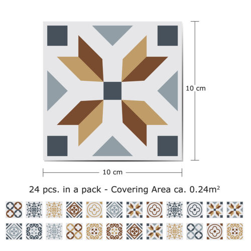Walplus Tile Azulejo Tiles Wall Sticker Decal Classic Size:10cm x 10cm @ 24pcs