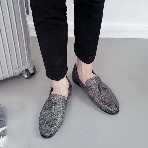 Mens Leather Casual Pointy Toe Shoes Dress Formal Tassel Slip on Driving Loafers 