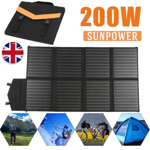 200w Monocrystalline Folding Solar Charge Panel  Kit W/Controller Panel Solar UK 