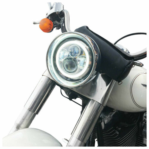 Chrome 7inch LED Headlight Halo DRL for Harley-Davidson Honda Yamaha Motorcycle 