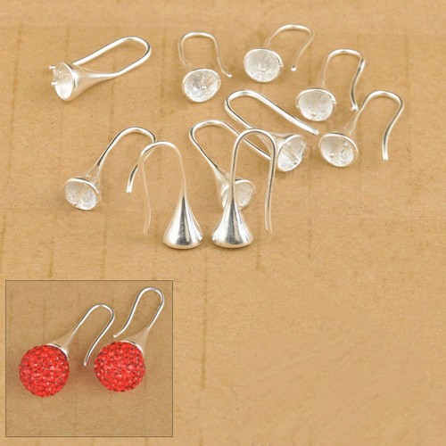 TOP DIY Design Jewelry Findings Silver Smooth Pinch Bail Earring Hook Earwire LB