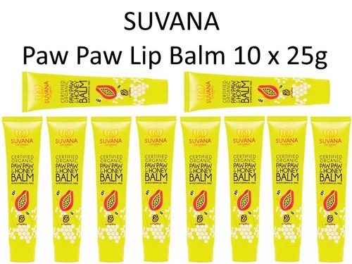 10 x 25g SUVANA Paw Paw & Honey Balm CERTIFIED ORGANIC Cracked Lip Ointment BULK 10 x 25g SUVANA Paw Paw & Honey Balm CERTIFIED ORGANIC Cracked Lip Ointment BULK