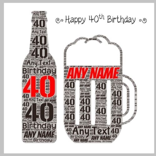 Personalised 40th birthday card beer drinking son brother nephew uncle dad