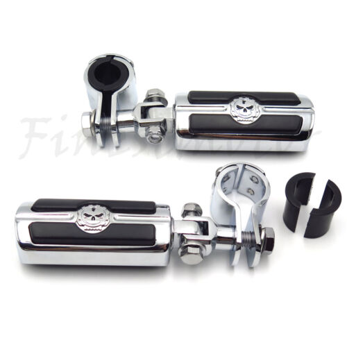 Footpegs Skull Foot Pegs 1 1/4" Clamps Mount For Harley Davidson Street Glide 
