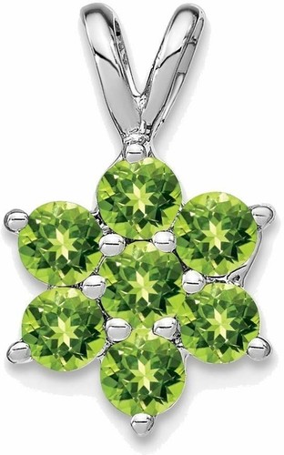 Details about / 14k White Gold Peridot Floral Pendant
