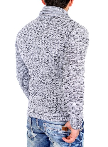 Tazzio Pullover A Maglia Uomo Collo Sciallato Grob Lavorazione a Maglia Pullover tz-16488 NUOVO