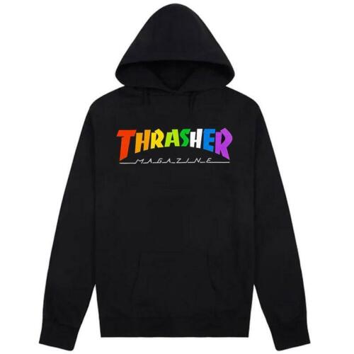 skateboard hoodie Free Shipping Black Thrasher Rainbow Mag Hooded Sweatshirt 