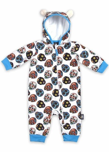 Six Bunnies Sugar Skulls Hooded Baby Toddler One Piece Romper Alt Tattoo Gothic
