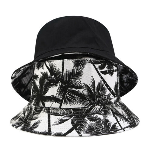 Fashion Coconut Bucket Hat Canvas Double-Sided Fisherman Cap Sunscreen Hat