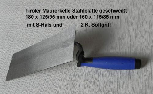 12 Stück Tiroler Maurerkellen 180 mm mit S-Hals und 2 Komponenten Softgriff