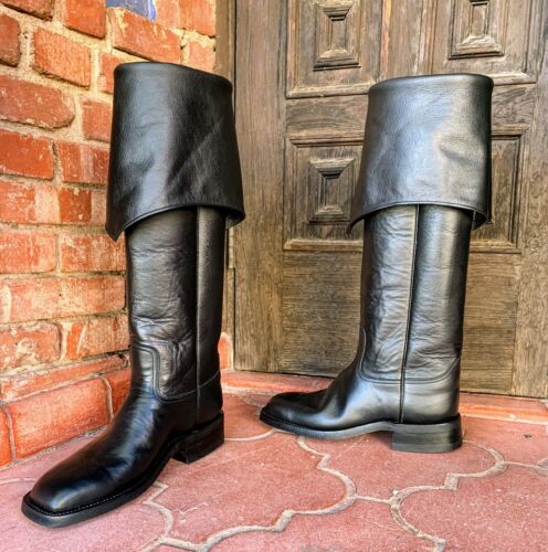 Swashbuckler Boots Men's 9D genuine Black leather cosplay GOT CABOOTS 