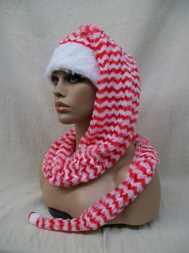 Super Long 5/' Red White Cozy Wrap Santa Hat Scarf Christmas Elf Mrs Claus Jingle
